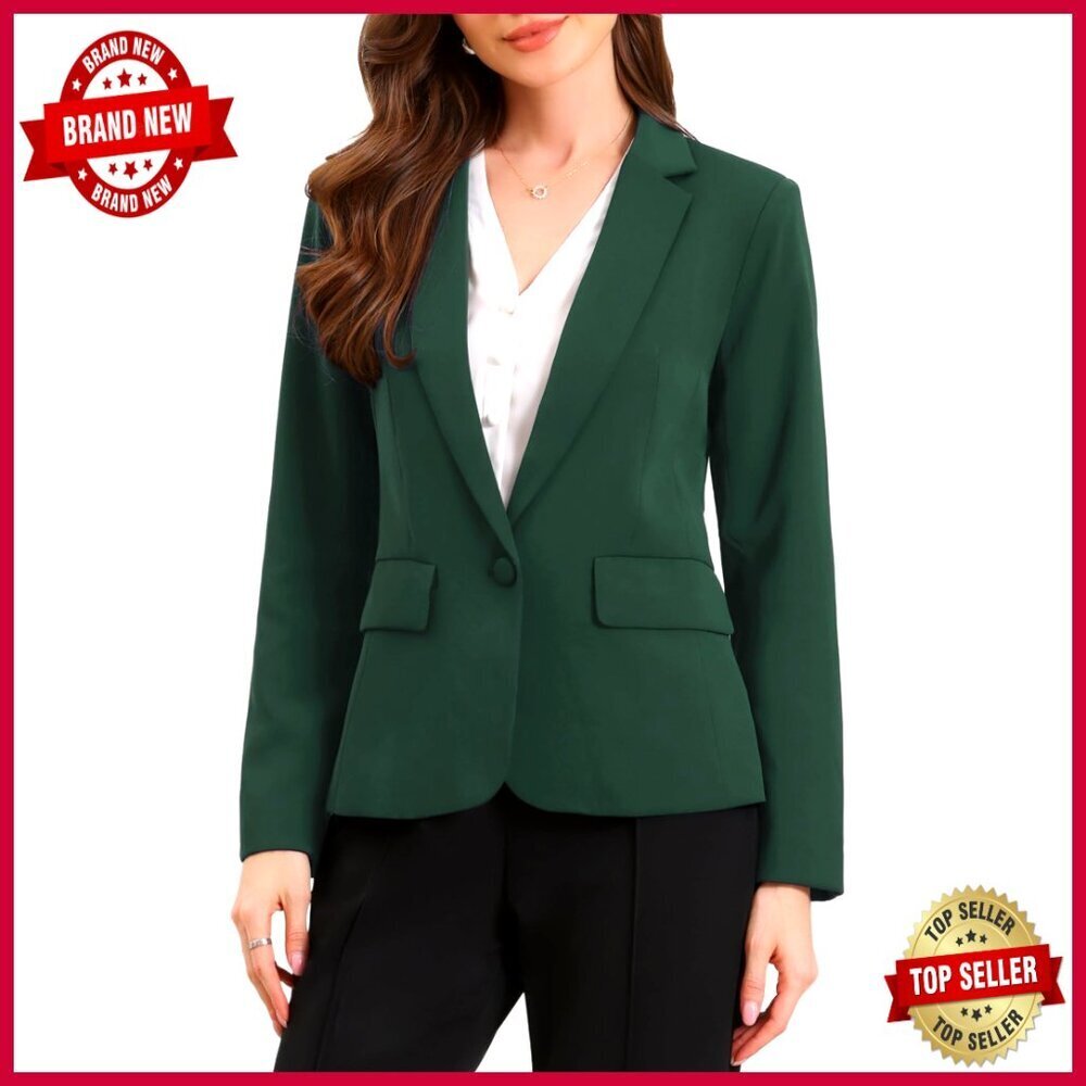 Regular Fit Blazer with Shoulder Pads Long Sleeve One Button Business Casual